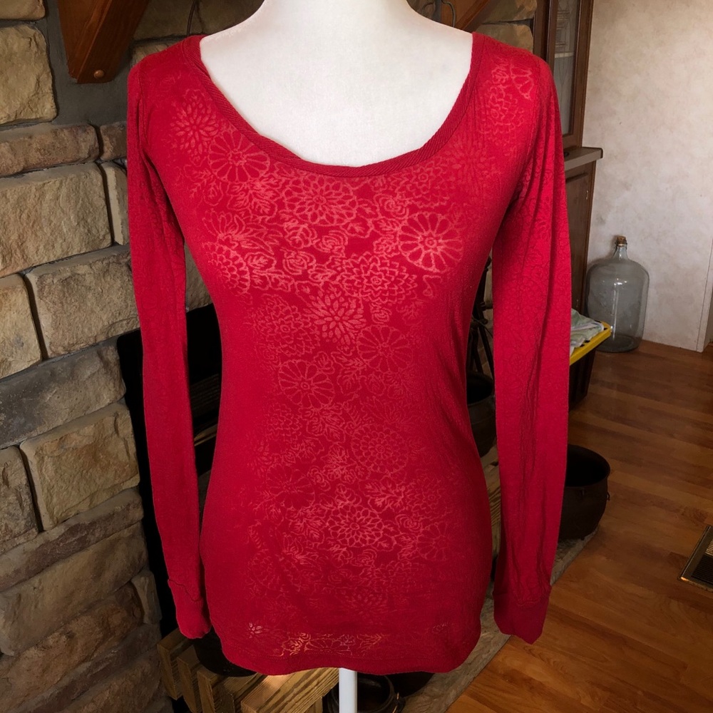 BKE size Large burnout shirt red long sleeve